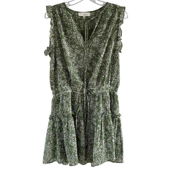Pinch Sage Green Floral Tiered Midi Dress | Tie Neck Ruffle Sleeveless Boho M - Picture 5 of 8